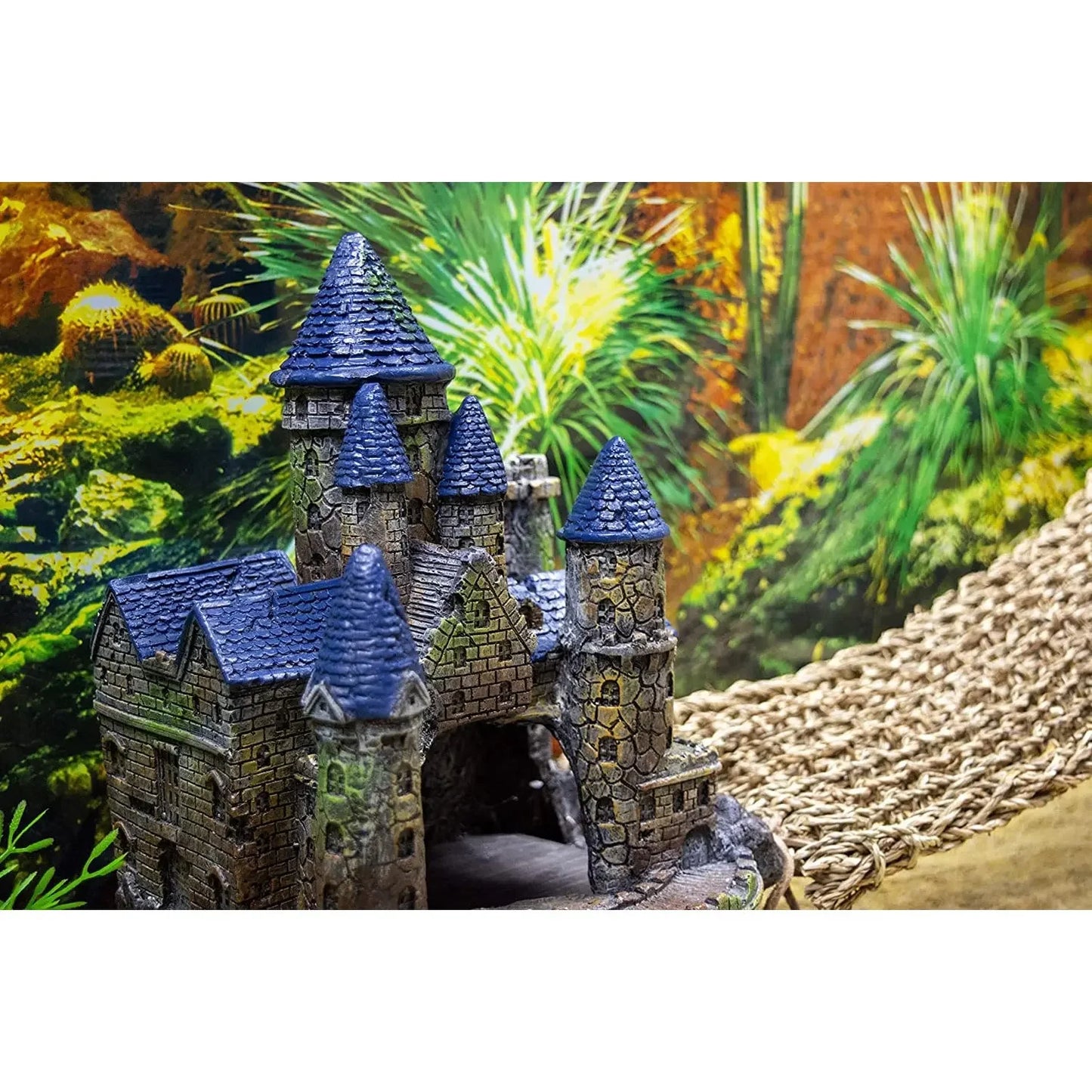 Reptology Castle Hide-Away & Lizard Lounger Bridge Reptile Habitat Decorations Reptology