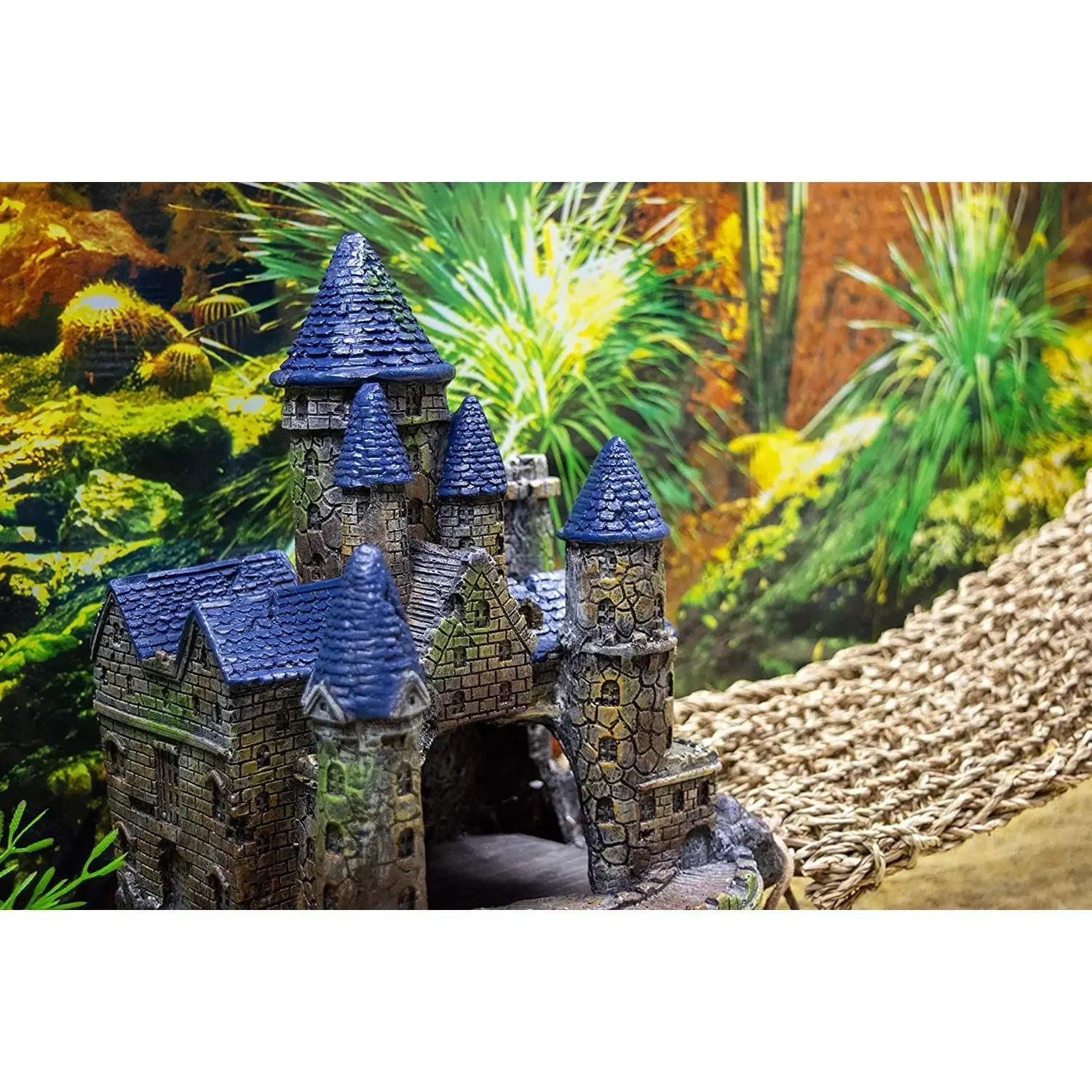 Reptology Castle Hide-Away & Lizard Lounger Bridge Reptile Habitat Decorations Reptology