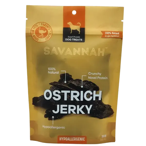 Savannah - Tasty Ostrich Jerky. Protein & Iron-rich, Natural Dog Chew Treat Savannah Pet Food