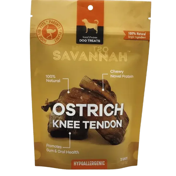 Savannah Chewy Ostrich Knee Tendon. Long-lasting, Natural Dog Chew Treat Savannah Pet Food