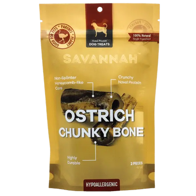 Savannah Splinter-Free Ostrich Chunky Bones. Long-lasting, Natural Dog Gnaw Treat Savannah Pet Food