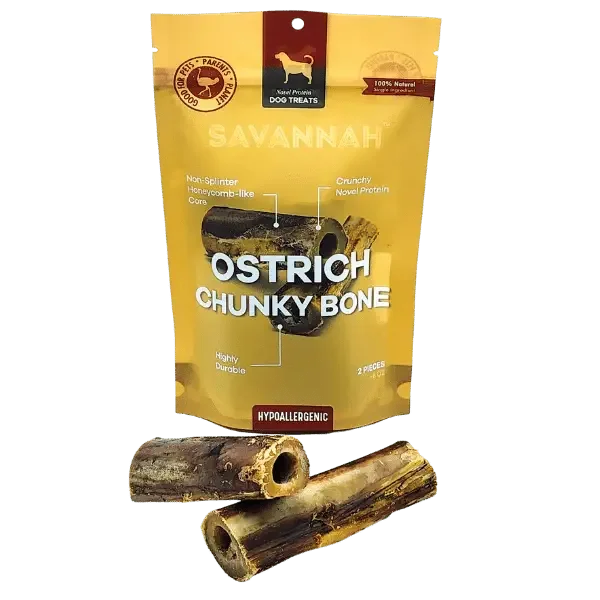 Savannah Splinter-Free Ostrich Chunky Bones. Long-lasting, Natural Dog Gnaw Treat Savannah Pet Food