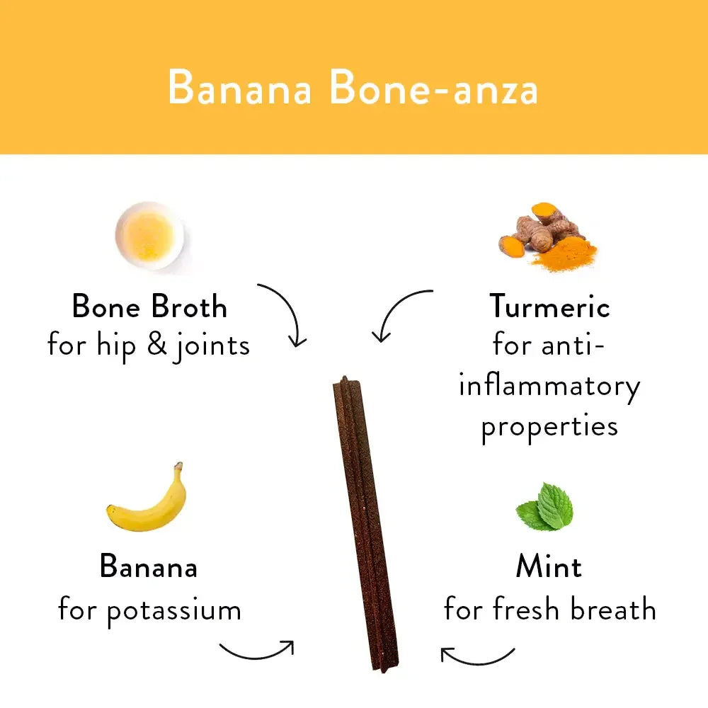 Shameless Pets Banana Bone-anza Dental Sticks Dog Treats Shameless Pets
