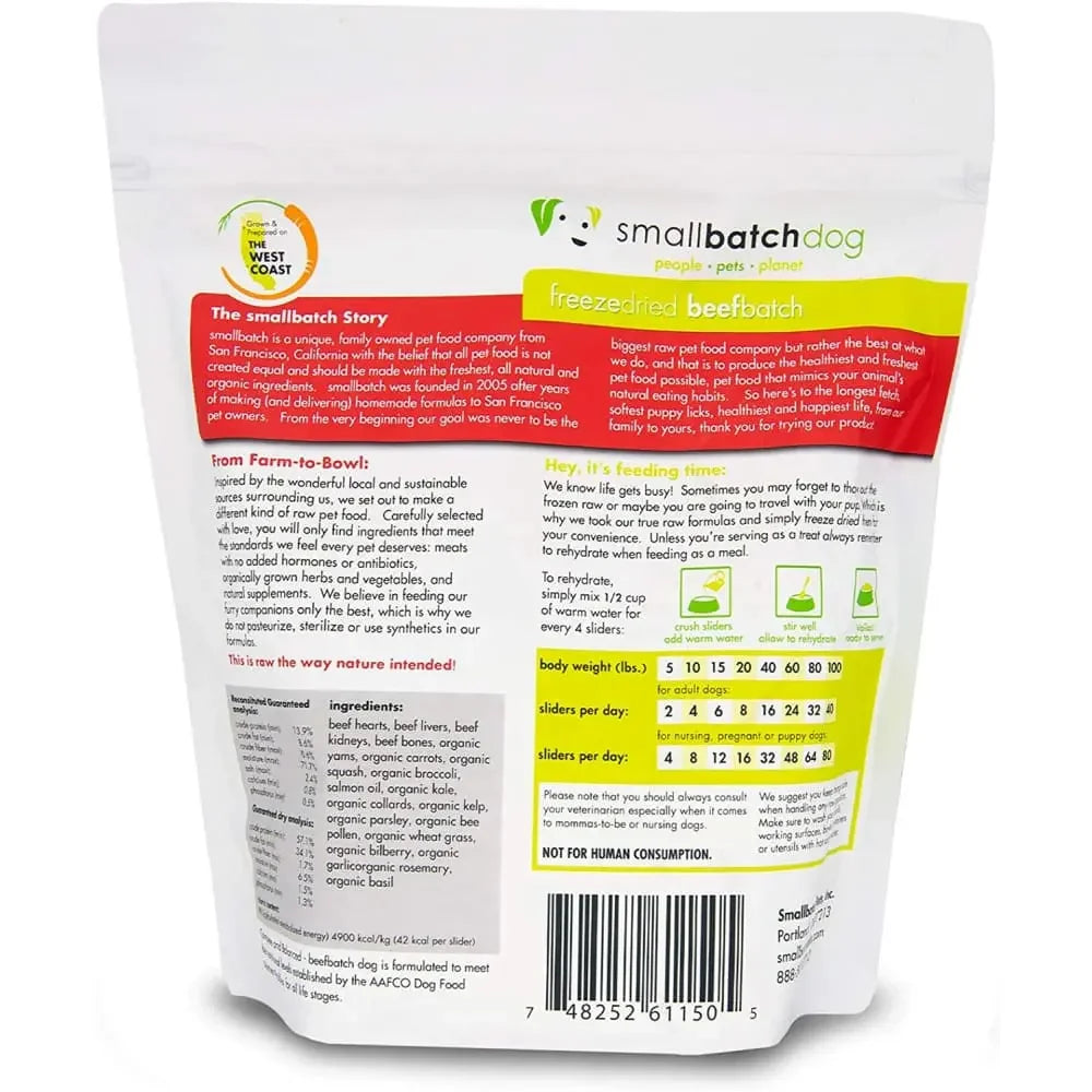 Smallbatch Pets Freeze-Dried Premium Raw Food Diet for Dogs, Beefbatch Sliders Dog Food Smallbatch Pets