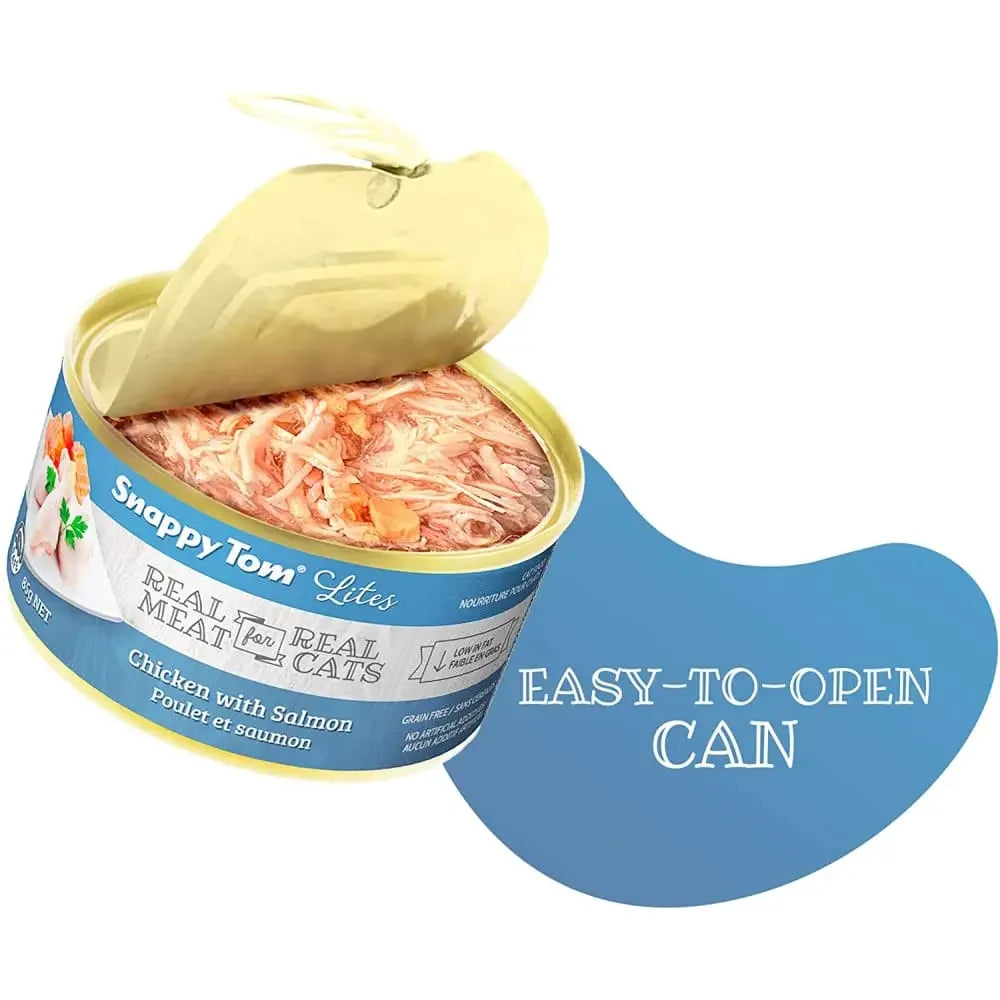 Snappy Tom Lites Chicken with Salmon Canned Cat Food 24/3oz Snappy Tom