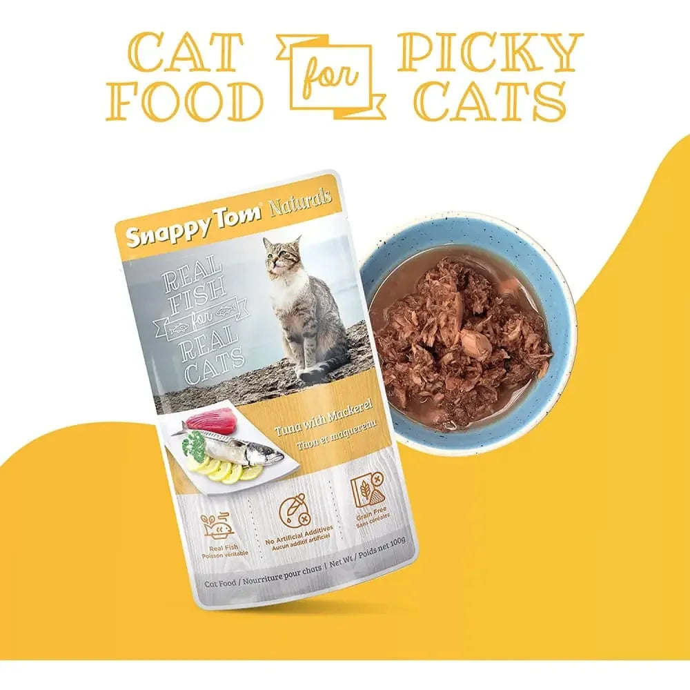 Snappy Tom Naturals Tuna with Mackerel Wet Cat Food 12/3.5oz Snappy Tom