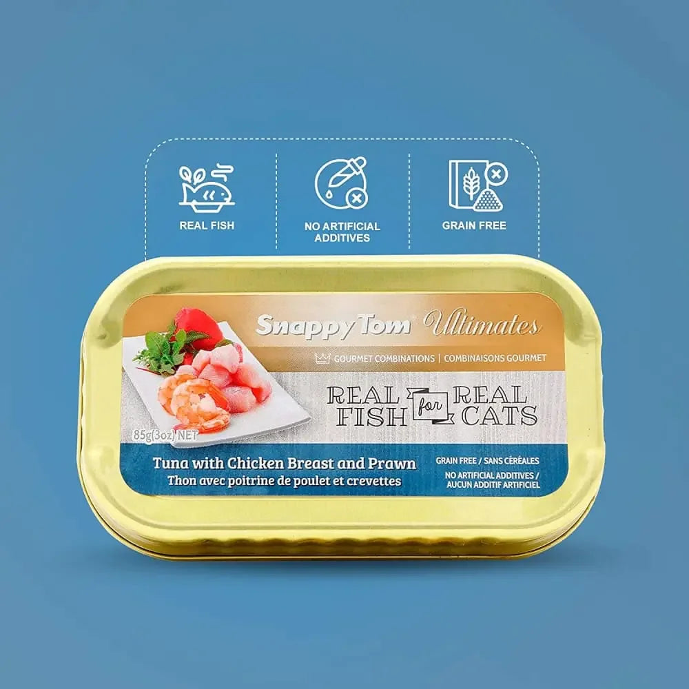 Snappy Tom Ultimates Fresh Tuna with Chicken Breast and Prawn Canned Cat Food 12/3oz Snappy Tom