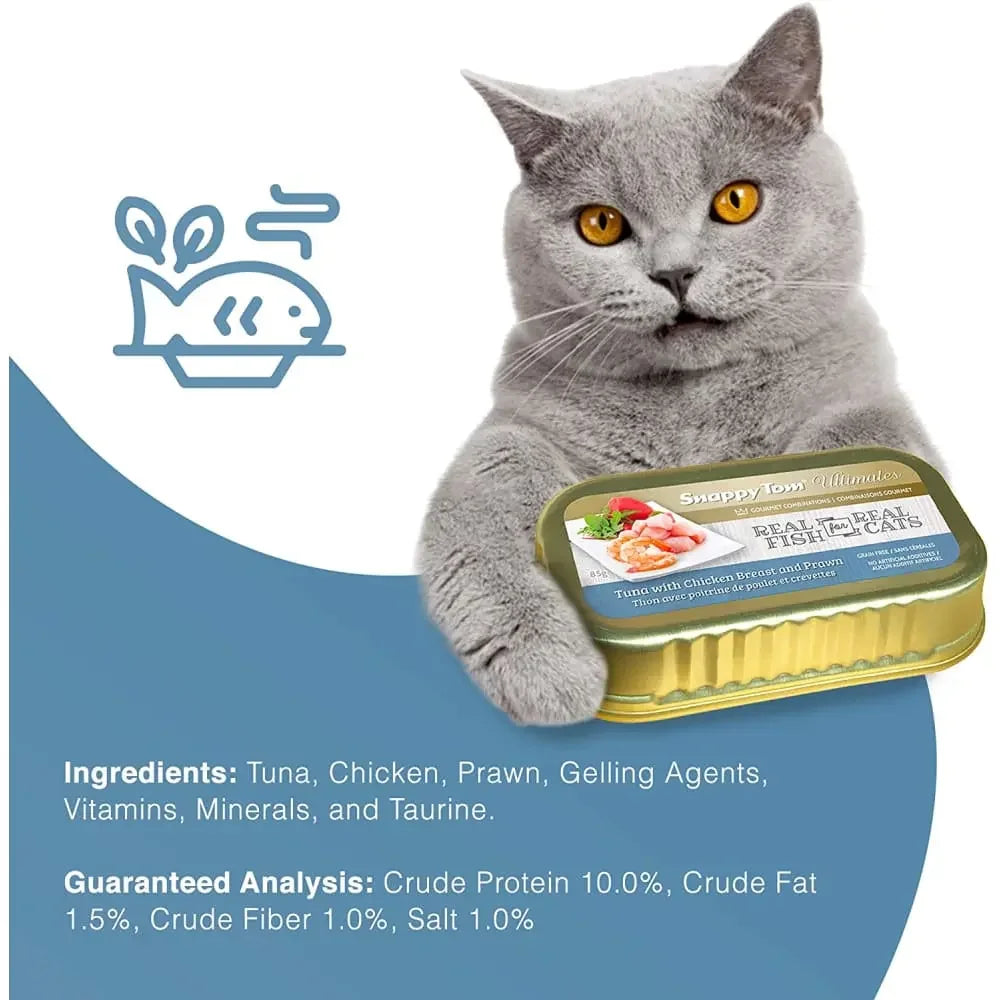 Snappy Tom Ultimates Fresh Tuna with Chicken Breast and Prawn Canned Cat Food 12/3oz Snappy Tom