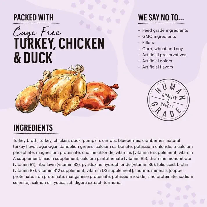 The Honest Kitchen Grain Free Minced Turkey, Chicken & Duck Recipe in a Bone Broth Gravy Wet Cat Food 12/5.5oz The Honest Kitchen