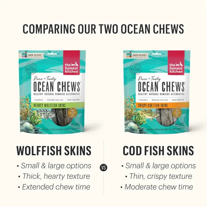 The Honest Kitchen Ocean Chews Hearty Wolffish Skins Dog Treats The Honest Kitchen
