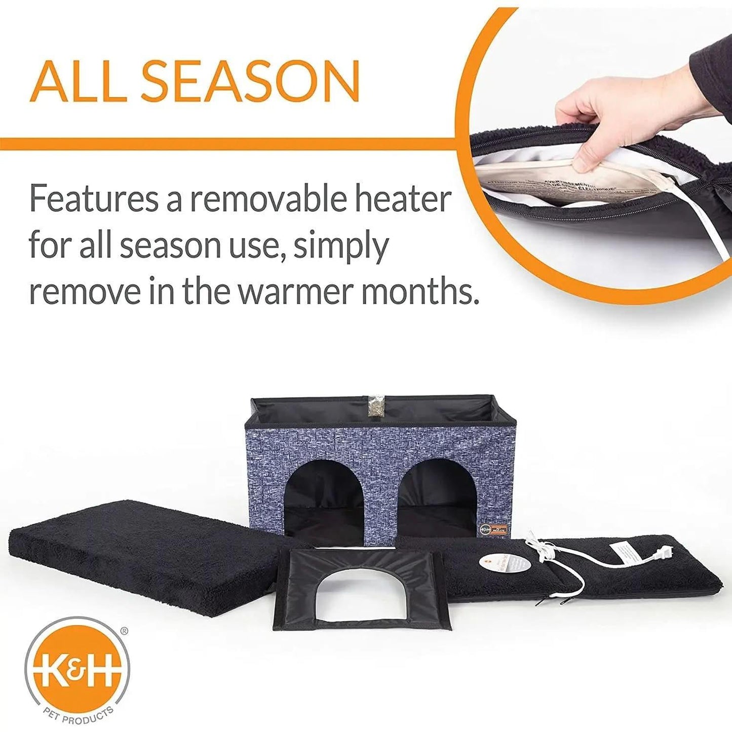 Thermo-Kitty Duplex in Classy Gray, 12" x 24" x 12" 4W K&H Pet Products