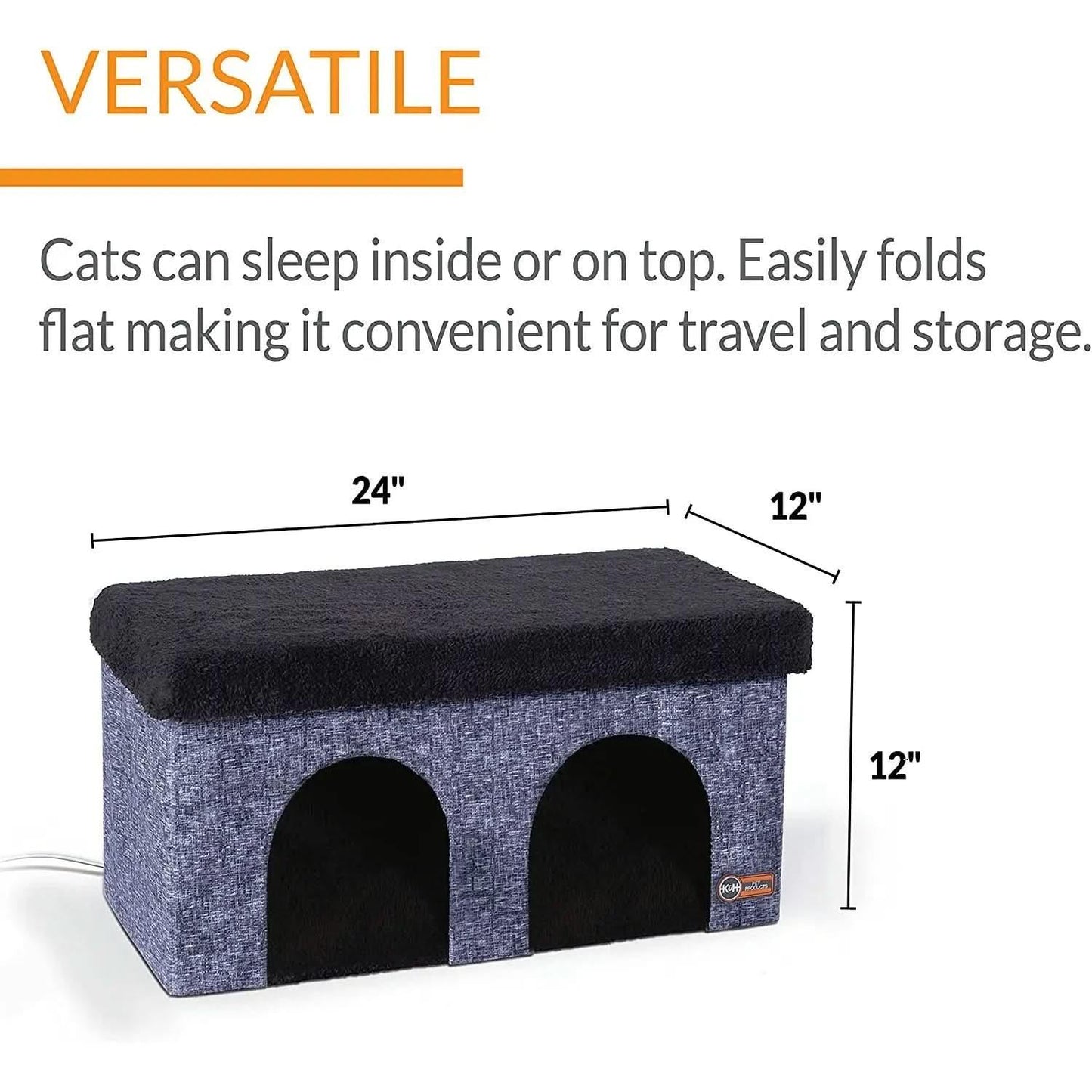 Thermo-Kitty Duplex in Classy Gray, 12" x 24" x 12" 4W K&H Pet Products