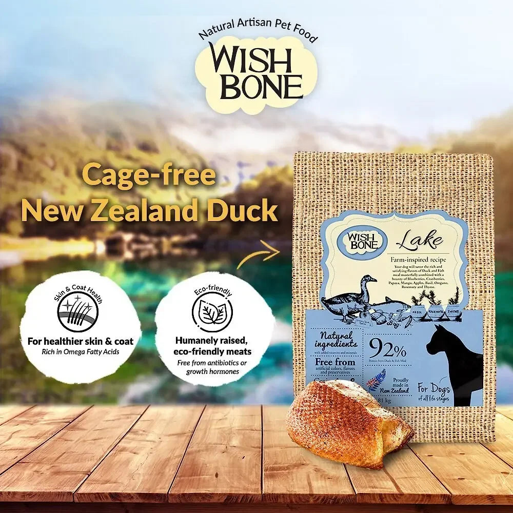 Wishbone Grain Free Lake  Cage-free New Zealand Duck Dry Dog Food Wishbone