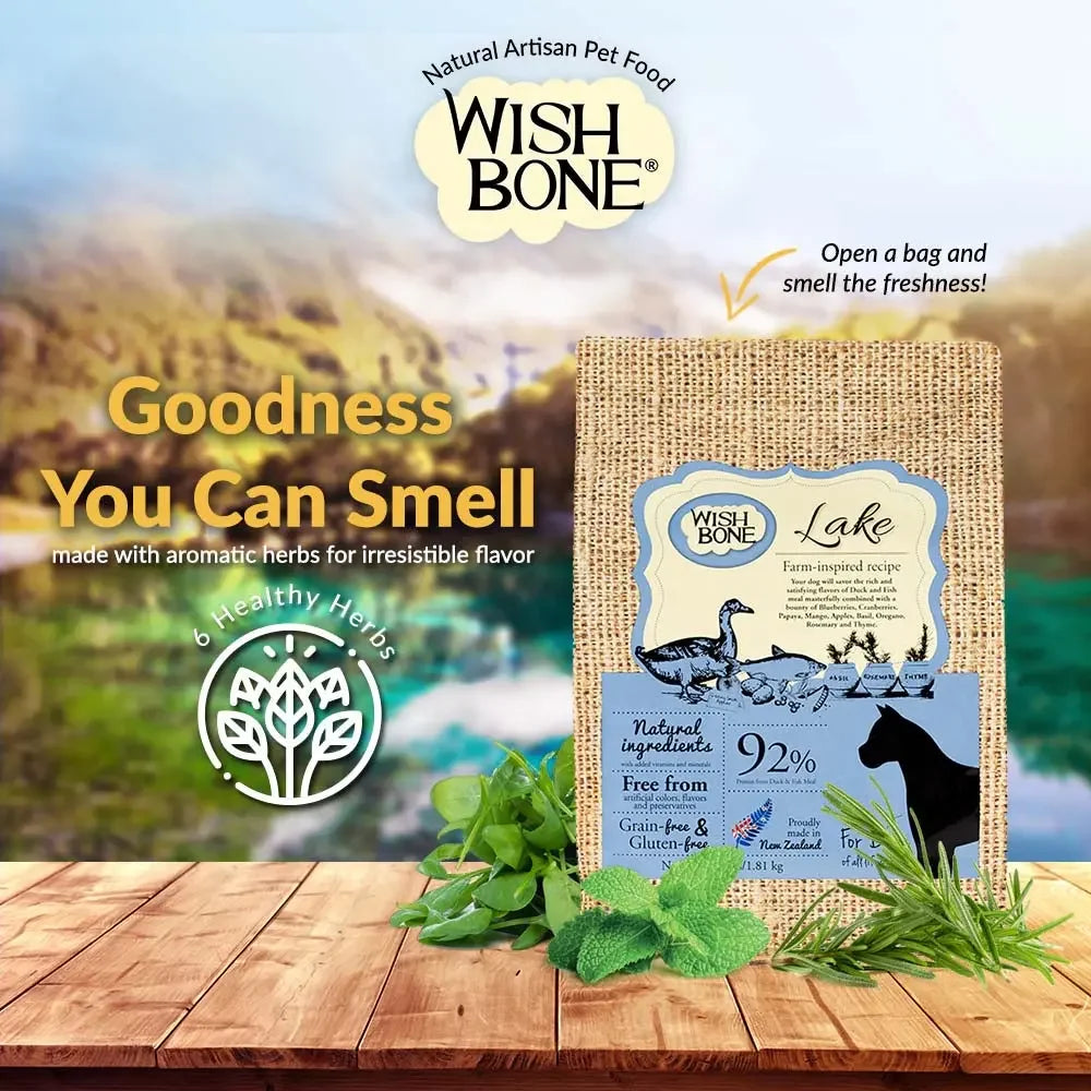 Wishbone Grain Free Lake  Cage-free New Zealand Duck Dry Dog Food Wishbone