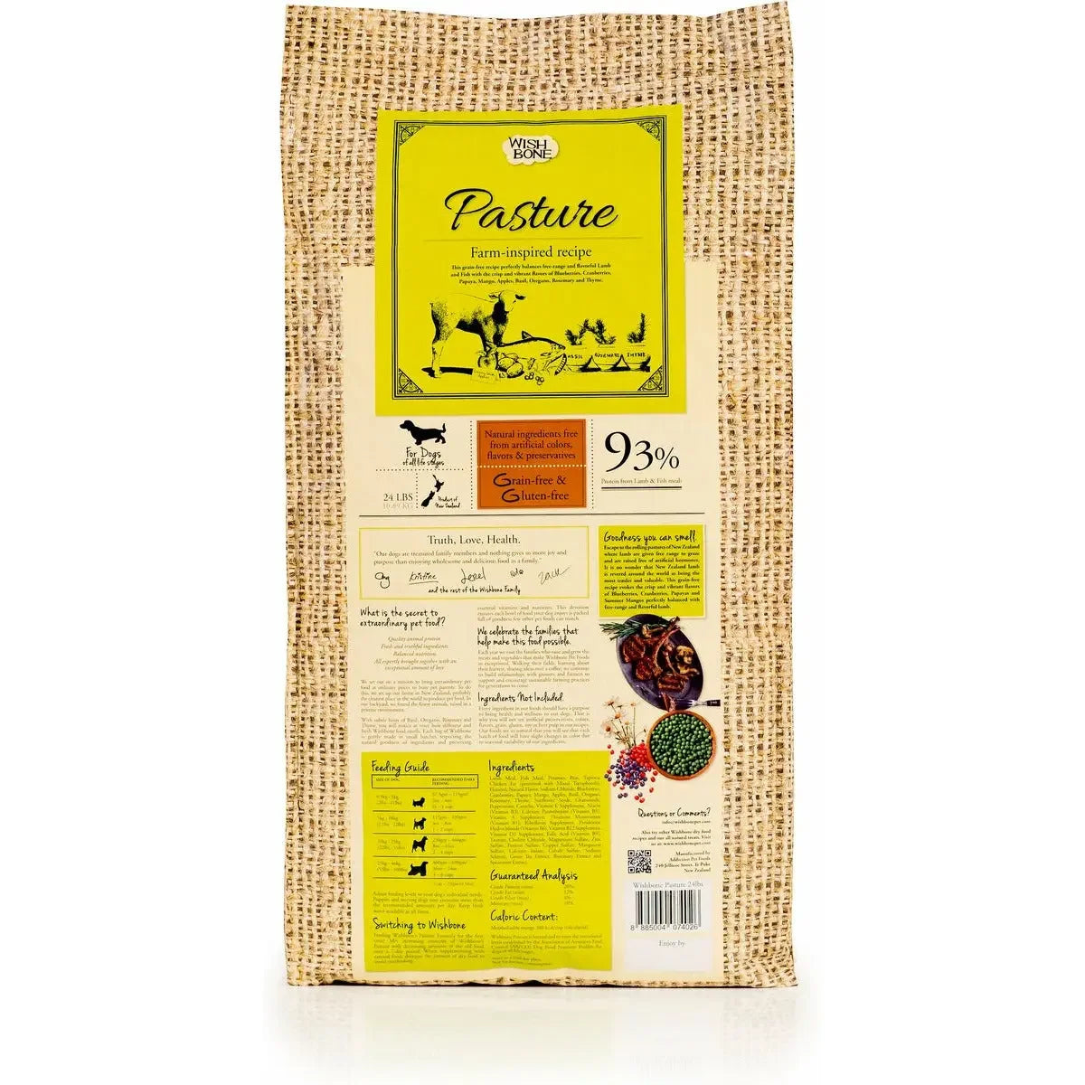 Wishbone Grain Free Pasture  Free-range Grass-fed New Zealand Lamb Dry Dog Food Wishbone