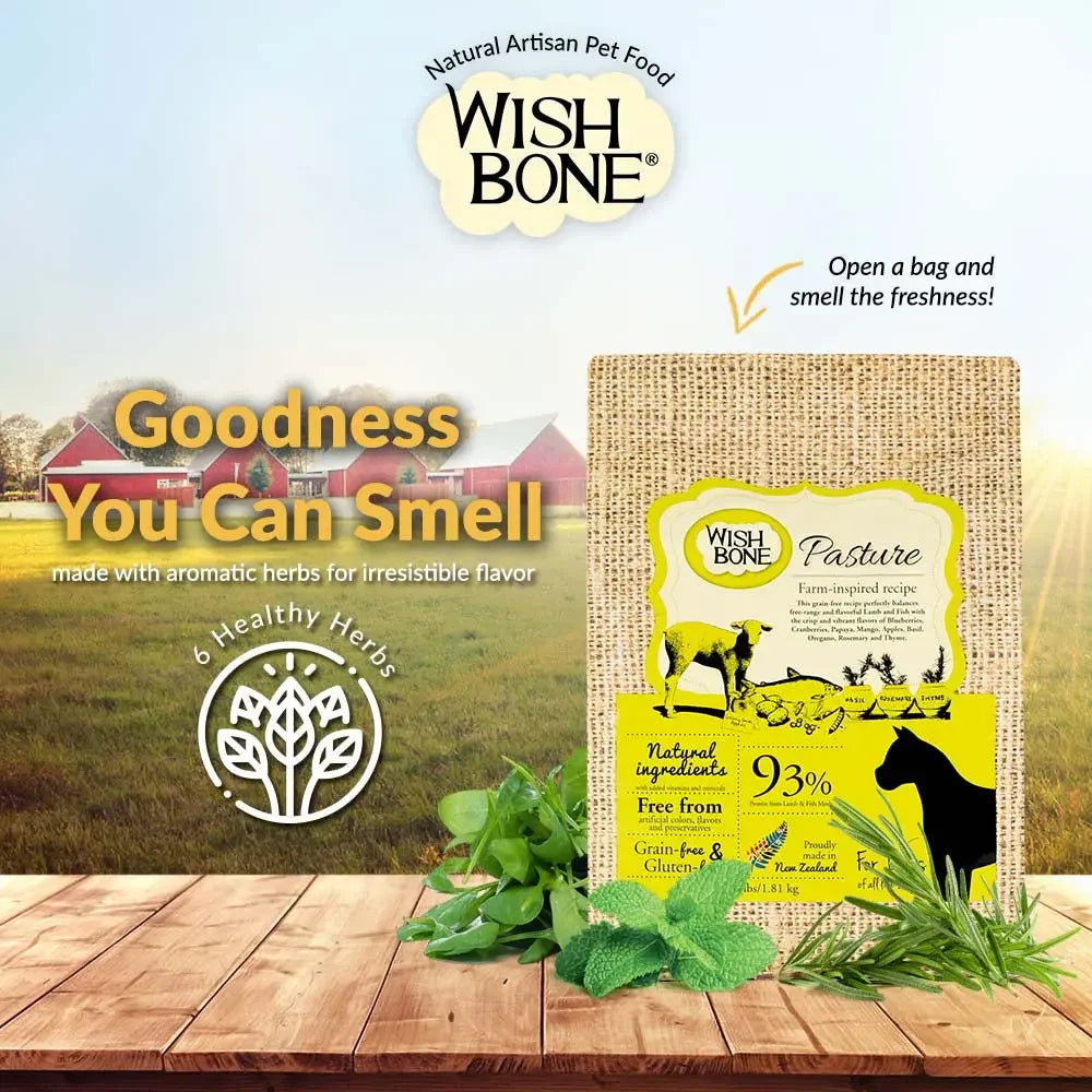 Wishbone Grain Free Pasture Free-range Grass-fed New Zealand Lamb Dry Dog Food Wishbone