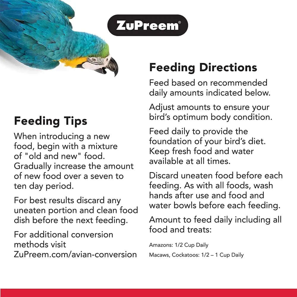 ZuPreem FruitBlend with Natural Flavor Pelleted Bird Food for Large Birds ZuPreem