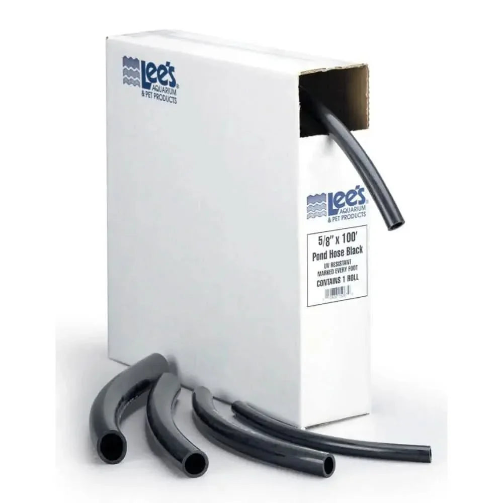 Lee's flex pond hose tubing in black, 5/8 inch by 100 feet, ideal for aquarium setups