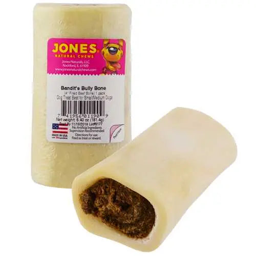 Unleash the Flavors: Discover the Irresistible Jones Natural Chews Bandit's Prime Rib Flavor Stuffed Bone Dog Treats