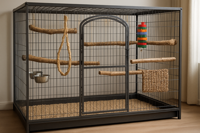 Spacious Bird Cage Setup for Large Parrots