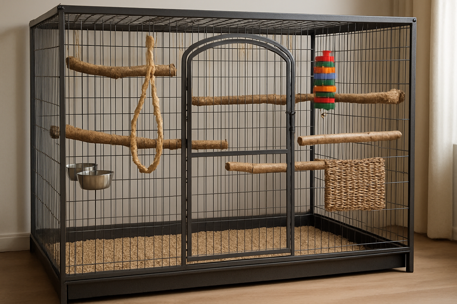 Spacious Bird Cage Setup for Large Parrots
