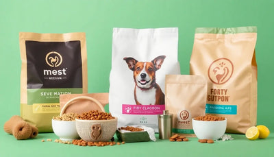 A variety of premium pet food bags and accessories