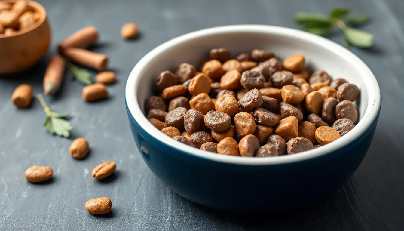 A bowl of hypoallergenic dog food with natural ingredients