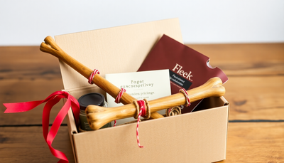 Open subscription box with bully stick and rawhide