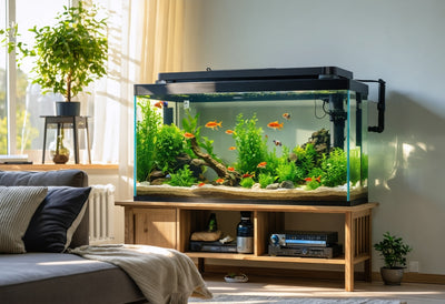 Bright freshwater aquarium with healthy plants and fish, showcasing top aquarium filters for freshwater tanks