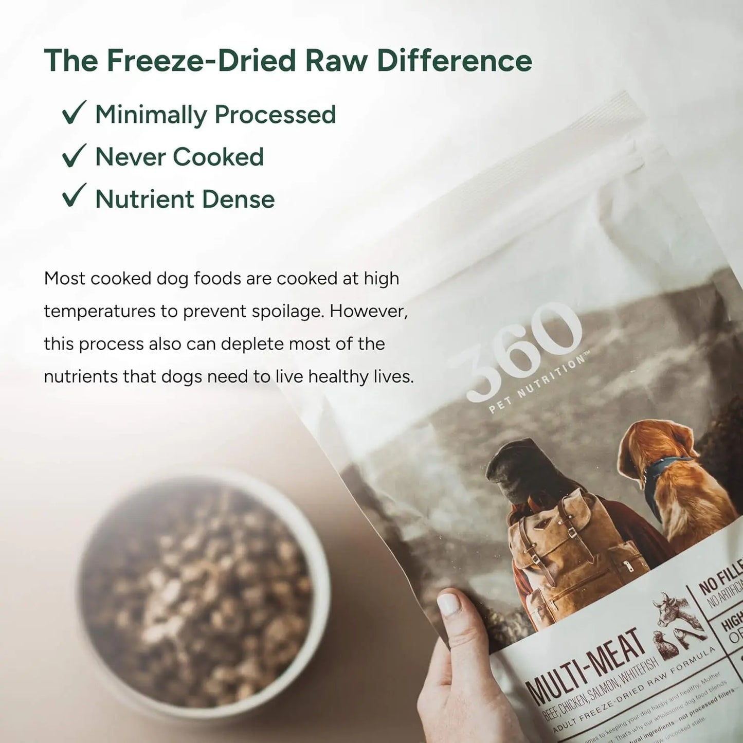 360 Pet Nutrition Raw Formula Multi-Protein Grain-Free Adult Freeze-Dried Dog Food 360 Pet Nutrition