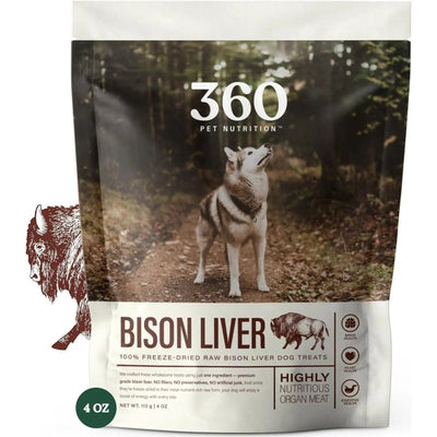 360 Pet Nutrition Bison Liver Grain - Free Freeze - Dried Dog Treats 4oz - Talis Us
