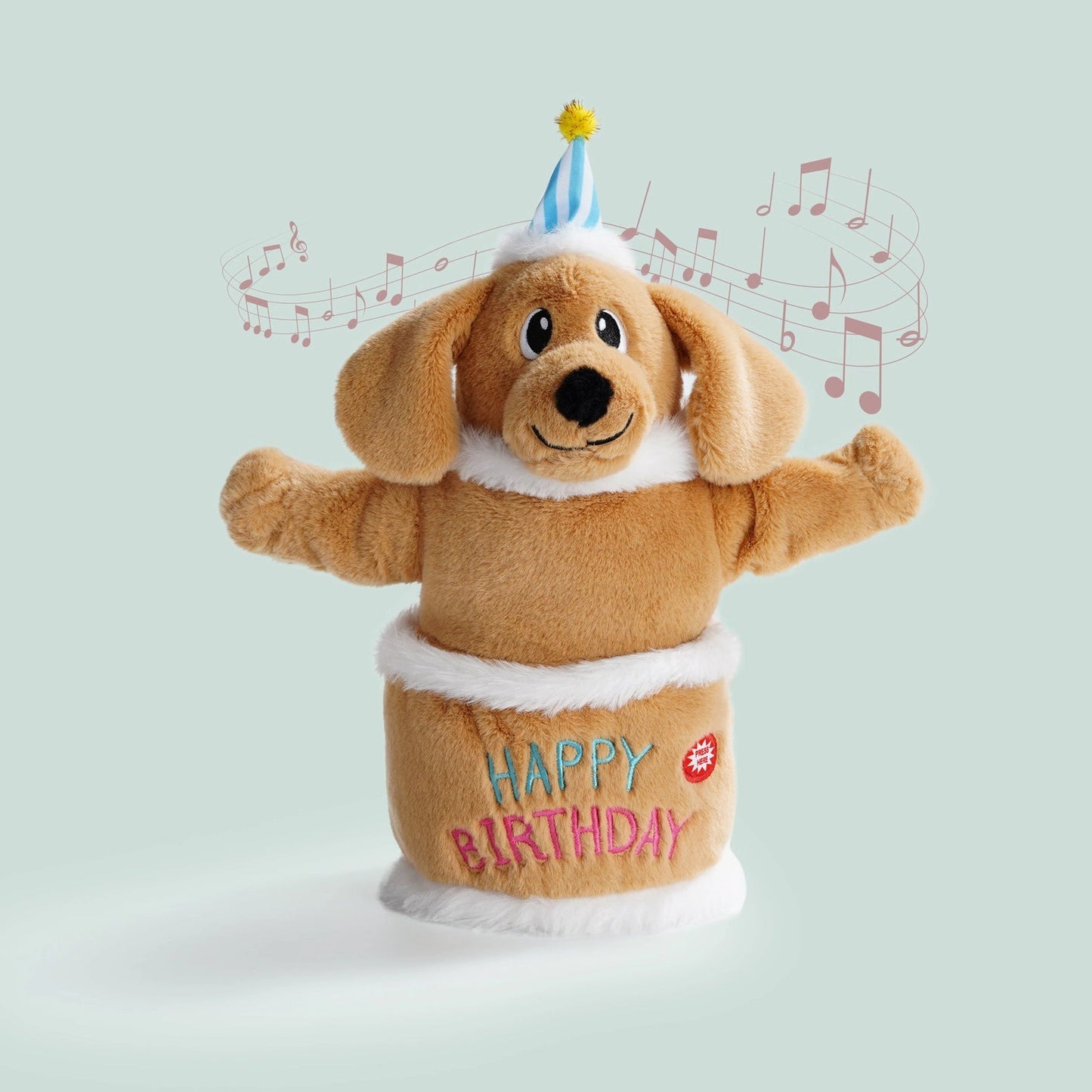 Nocciola Fuzzwoof Singing and Dancing Birthday Cake Dog Toy Nocciola