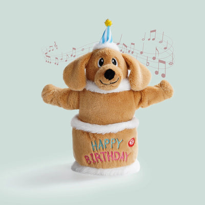 Nocciola Fuzzwoof Singing and Dancing Birthday Cake Dog Toy Nocciola