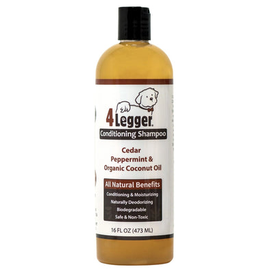 4Legger Natural Cedar Dog Shampoo with Peppermint and Coconut Oil for conditioning and moisturizing