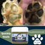 4-Legger organic dog nose and paw balm before and after application on a dog's paw showing healing effects