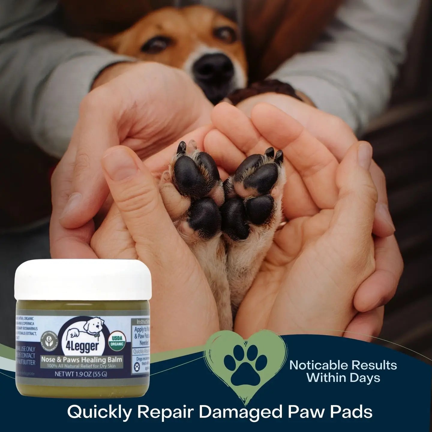 4-Legger organic dog nose and paw balm for quickly repairing damaged dog paw pads