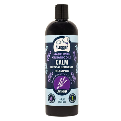 4-Legger Organic Lavender Dog Shampoo in a 16 oz bottle for hypoallergenic care