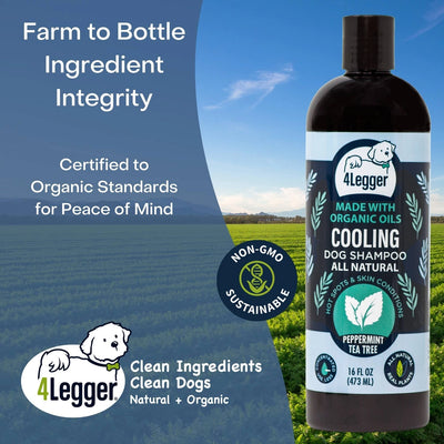 4-Legger Organic Tea Tree Oil Dog Shampoo with cooling peppermint for natural skin care