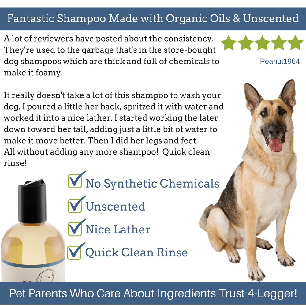 4-Legger Unscented Hypoallergenic Dog Shampoo with Organic Oils for a Gentle Clean