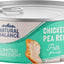 A can of Natural Balance Pet Foods Limited Ingredient Pate Canned Cat Food features a turquoise and green label with chicken, a cat’s face, and highlights its limited ingredient formula. Brand: Natural Balance.