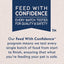 A sign reads, Feed With Confidence: Every batch tested for quality & safety. Below, text explains the Natural Balance Limited Ingredient Pate Canned Cat Food is carefully tested to help keep your cat safe.