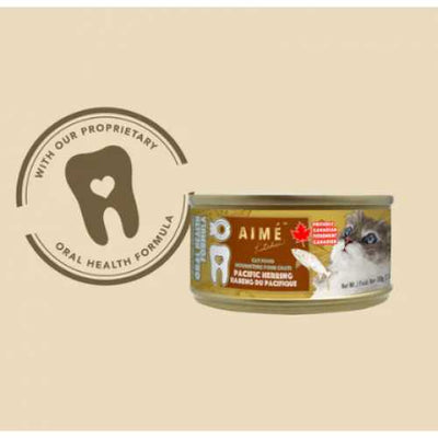 Aime Kitchen Oral Health Minced Pacific Herring Wet Cat Food 24/3.5oz Aime Kitchen