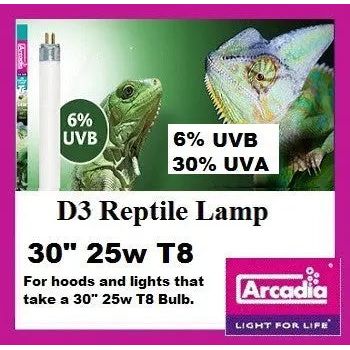 Arcadia Reptile UVB T8 Lamp - 6% UVB for Optimal D3 Synthesis" Arcadia