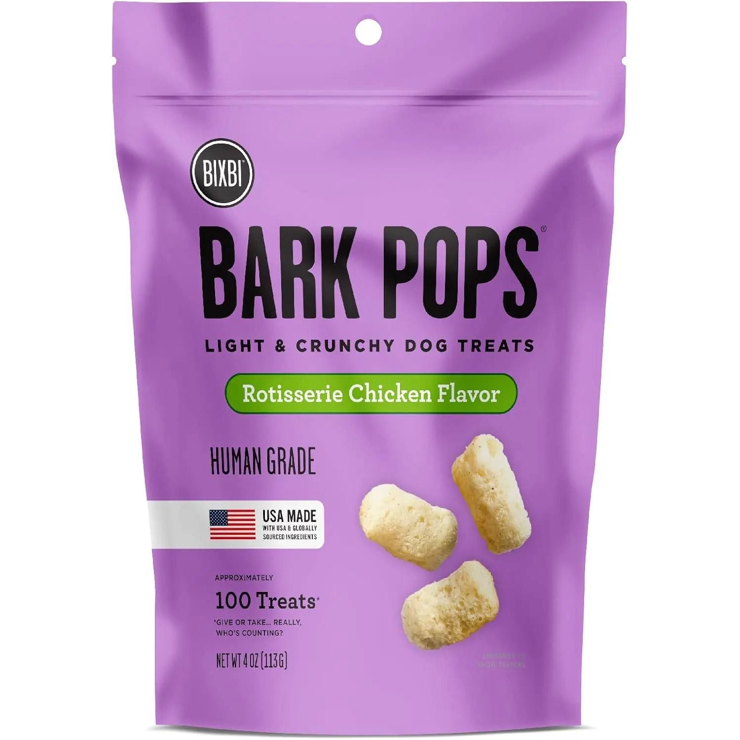 BIXBI Bark Pops Light & Crunchy Dog Treats 4oz. BIXBI