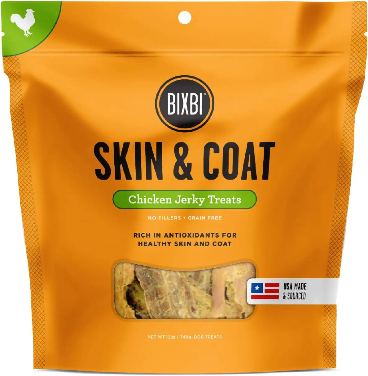 BIXBI Skin & Coat Beef Jerky Dog Treats BIXBI