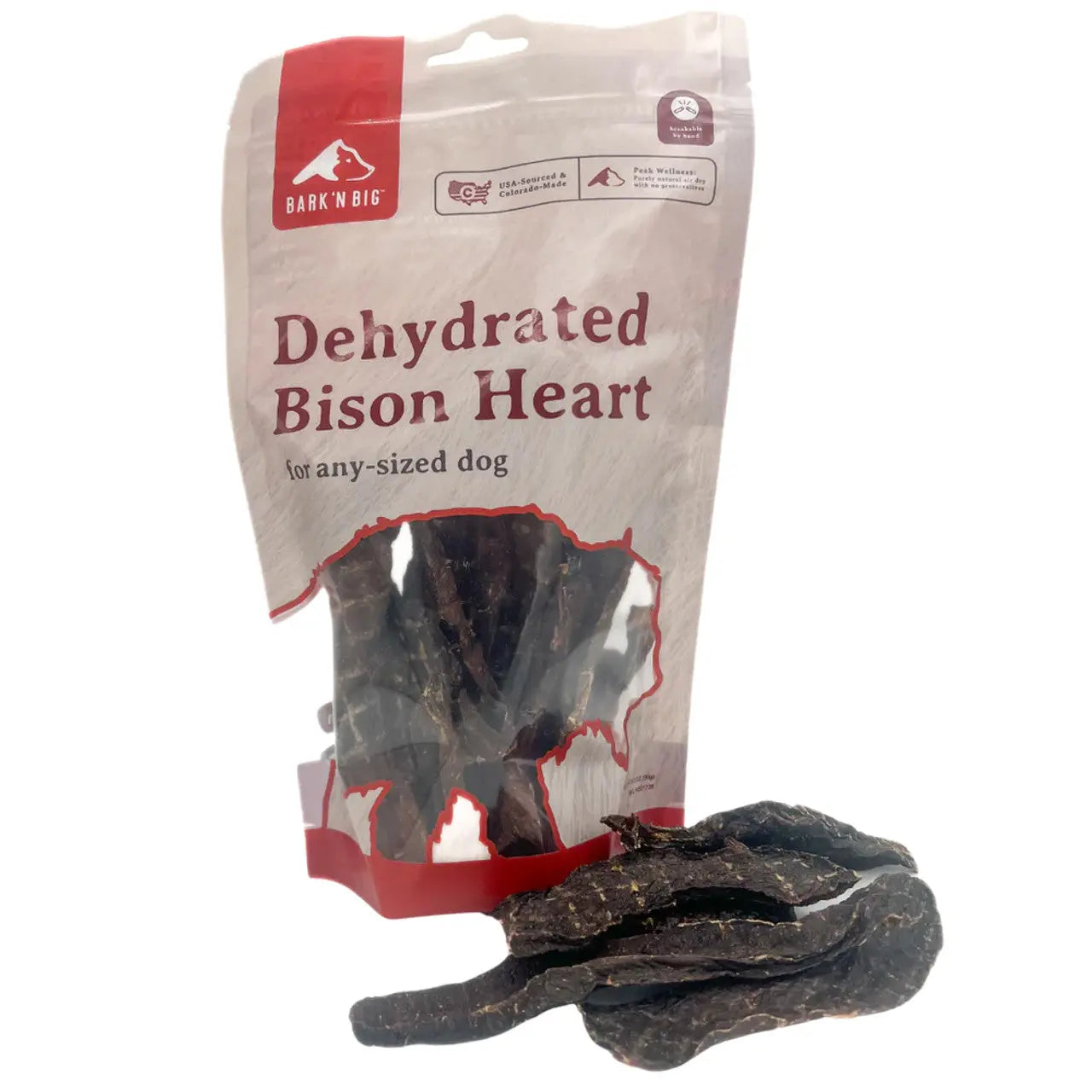 BarkNBig Dehydrated Bison Heart Dog Treats 3.5oz BarknBig