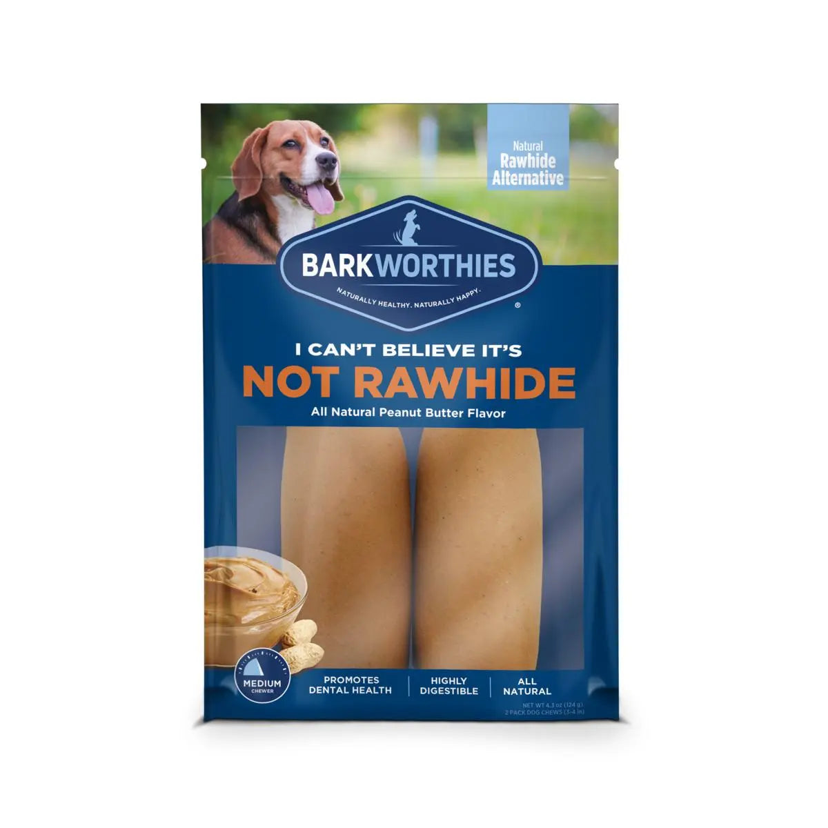 Barkworthies I Can't Believe It's Not Rawhide Rolls Peanut Butter Barkworthies