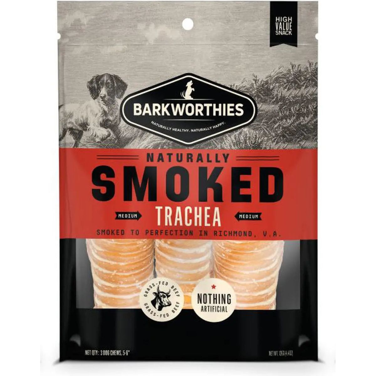 Barkworthies Smoked 6" Trachea Dog Treats 3pk Barkworthies