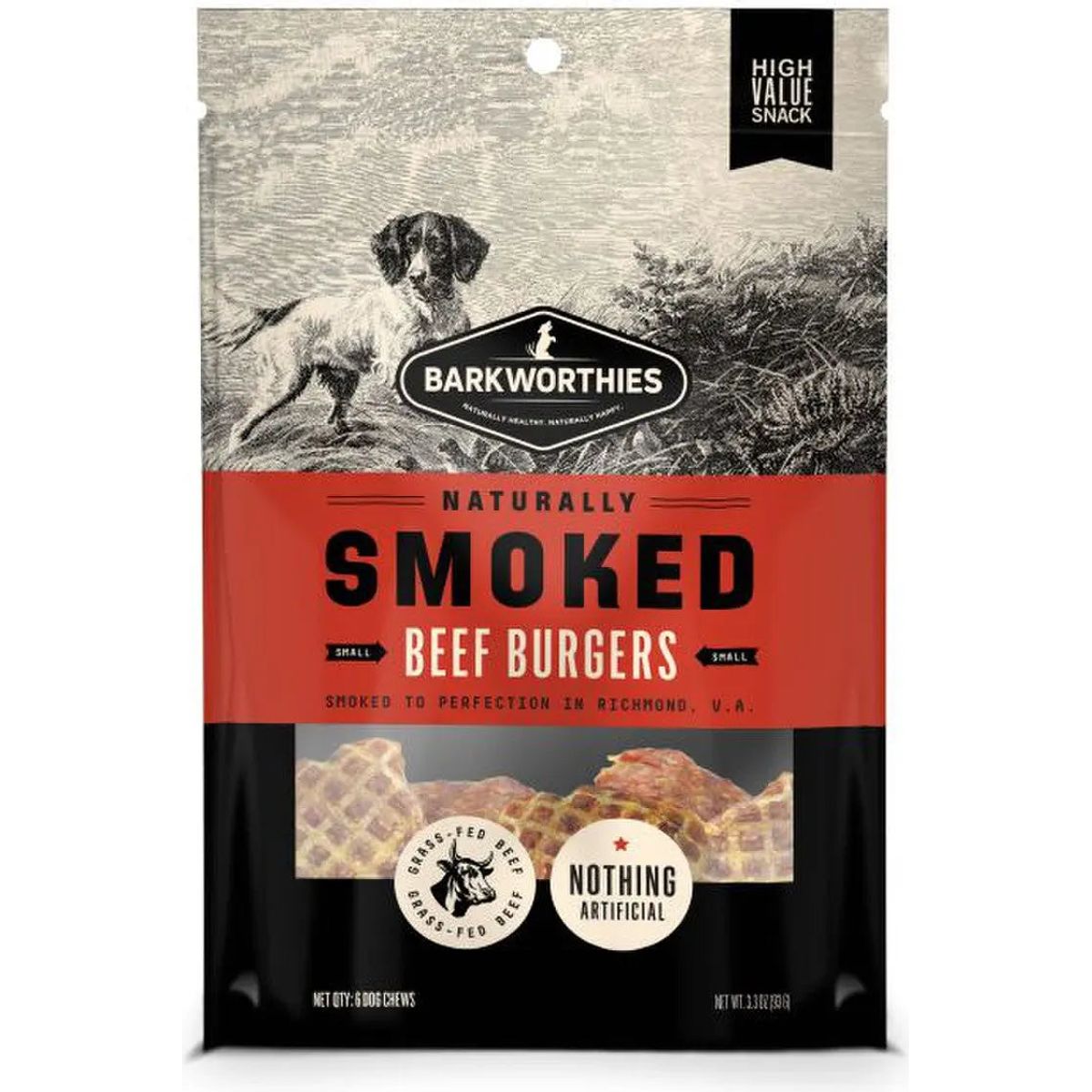 Barkworthies Smoked Burgers Dog Treats 6pk Barkworthies
