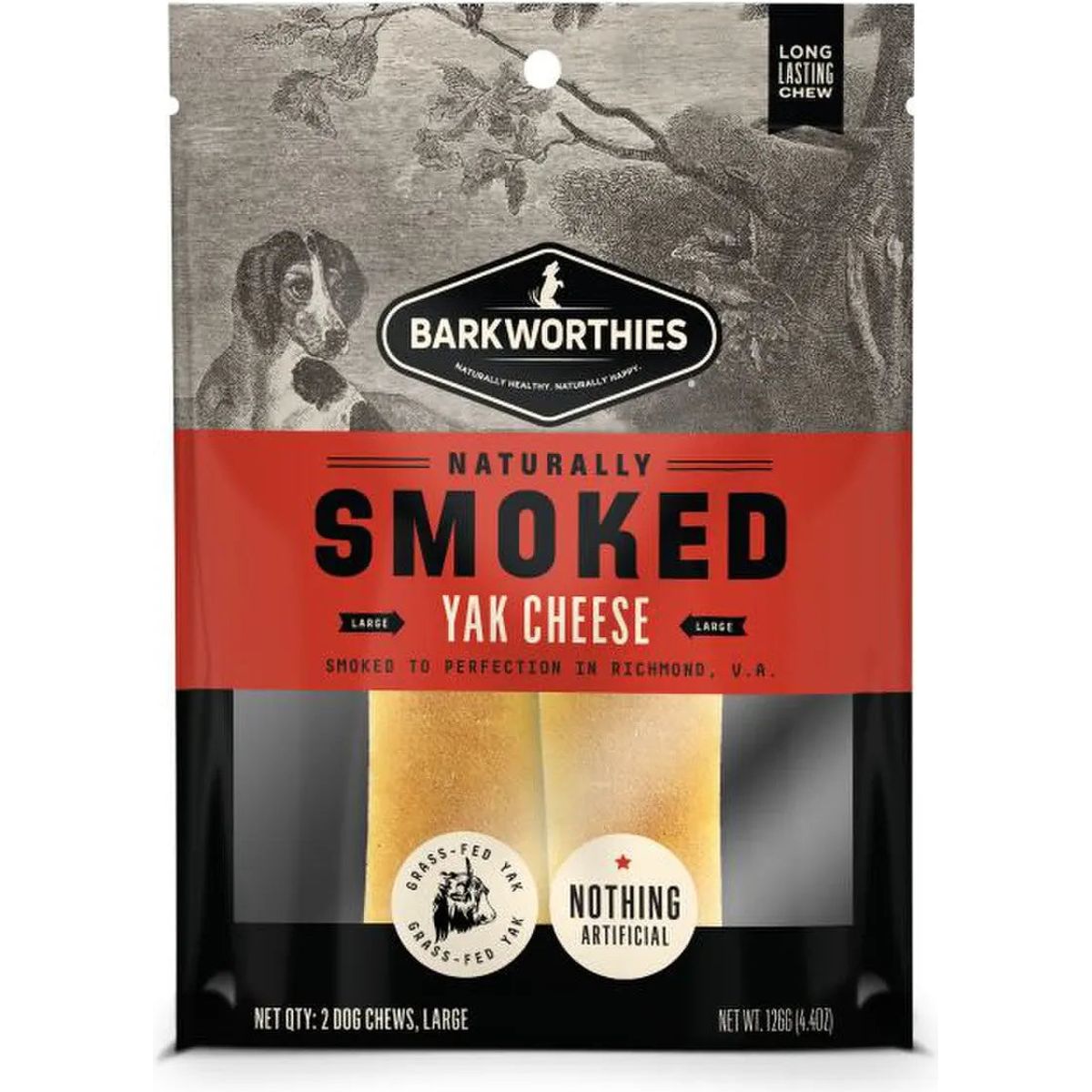 Barkworthies Smoked Yak Cheese Dog Treats - Large 2pk Barkworthies